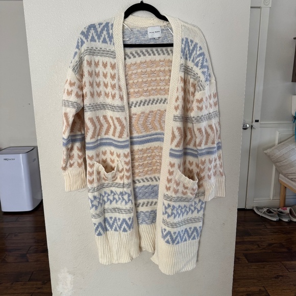 Pink Rose Long Aztec Knit Cardigan - Size Medium - Picture 1 of 3